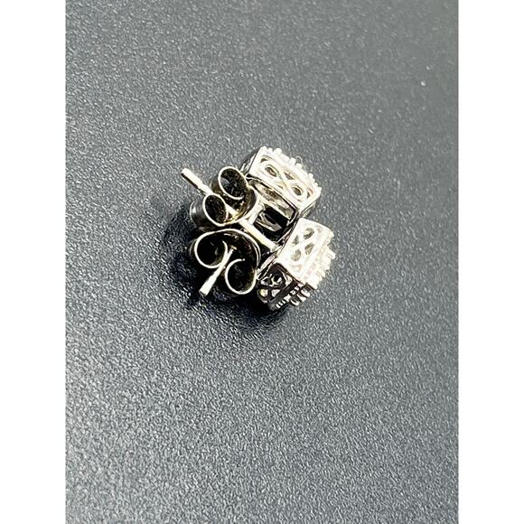 Allure SK9 Sterling Silver 925 Halo Style Diamond Square Stud Earrings 7mm - Picture 13 of 13